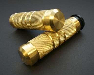 "Knurled Grooved" GRIPS, Fly-by-Wire, 2008-Up FLH ONLY (Brass Finish)