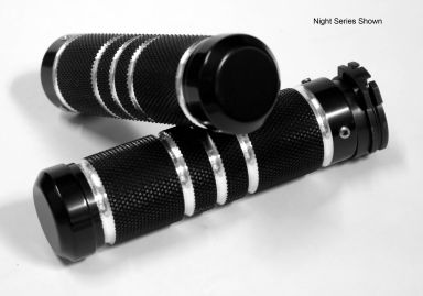 "Knurled Grooved" GRIPS, 81-Up Dual Cable (Black Finish)