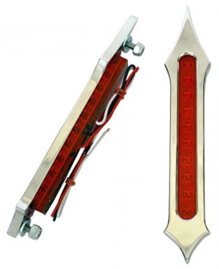 Bag Light, "Tribal Slotted", Black W/Red LED (Chrome Finish)