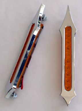 Bag Light, "Tribal Slotted", Chrome W/Amber LED